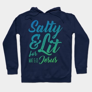 Salty and Lit for Jesus - Blue Gradient Distress Hoodie